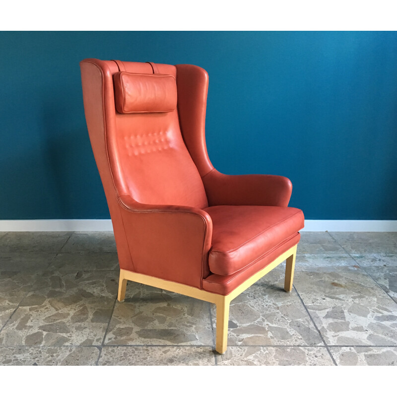 Vintage pink leather armchair by Arne Norell - 1960s