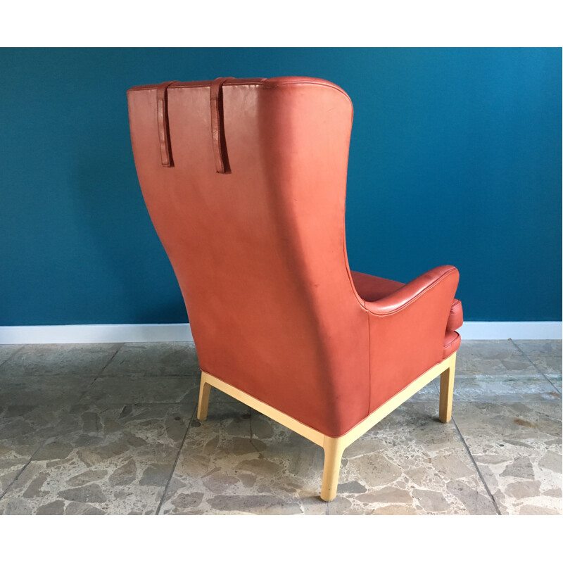 Vintage pink leather armchair by Arne Norell - 1960s