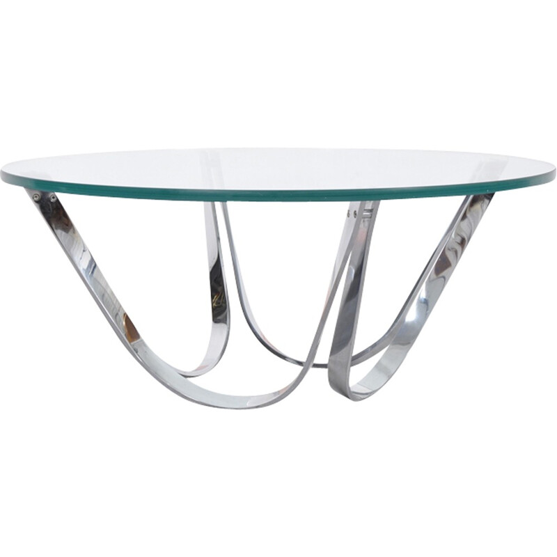 Round glass coffee table by Roger Sprunger for Dunbar - 1970s