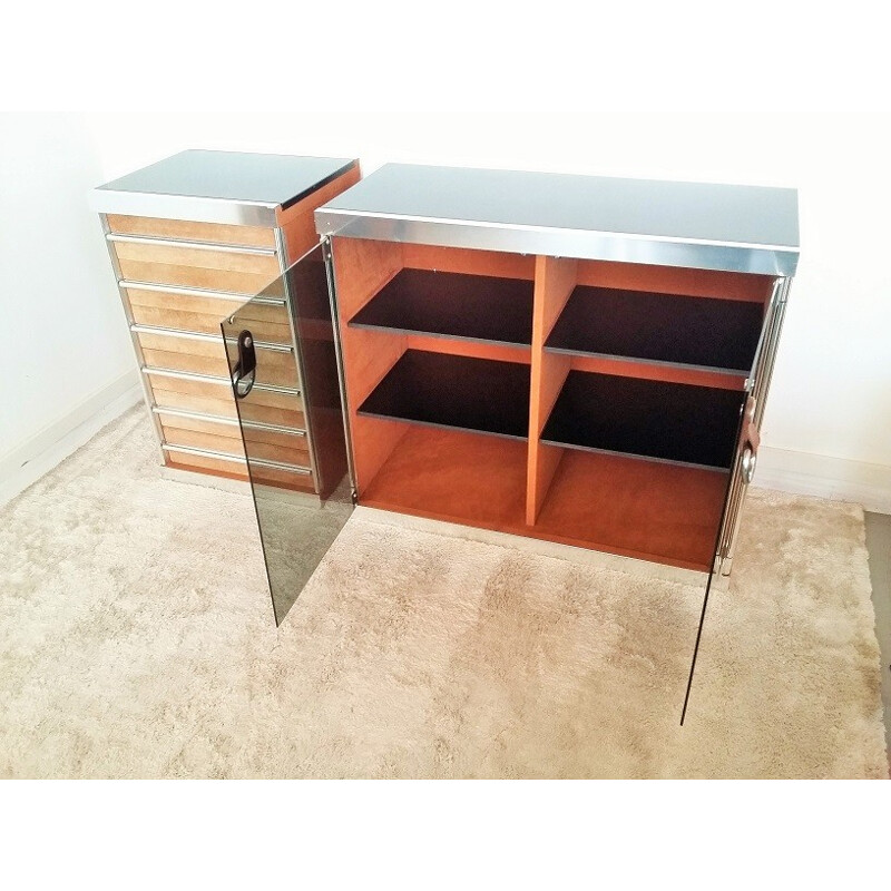 Suite of 4 italian storage furniture by Guido Faleschini - 1970s