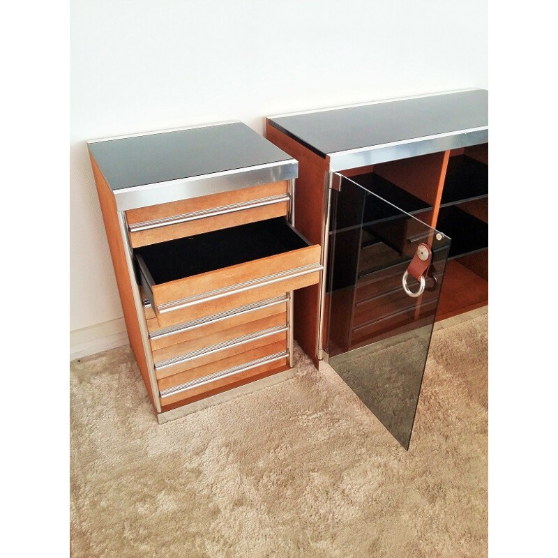 Suite of 4 italian storage furniture by Guido Faleschini - 1970s