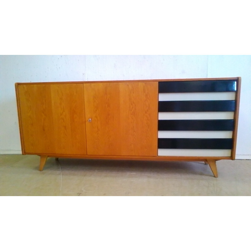 Oak sideboard with 3 compartments by Jiroutek interier in Prague - 1960s