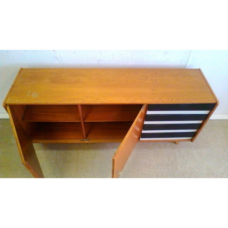 Oak sideboard with 3 compartments by Jiroutek interier in Prague - 1960s