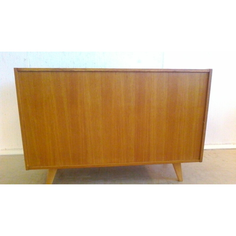 Vintage black and white oak sideboard by Jiroutek interier, 1960