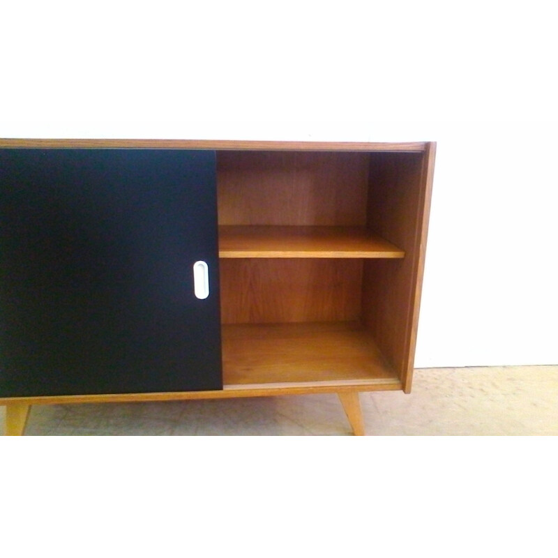 Vintage black and white oak sideboard by Jiroutek interier, 1960