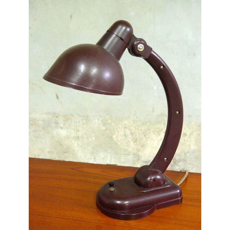 Petite lampe en bakélite bordeaux - 1950