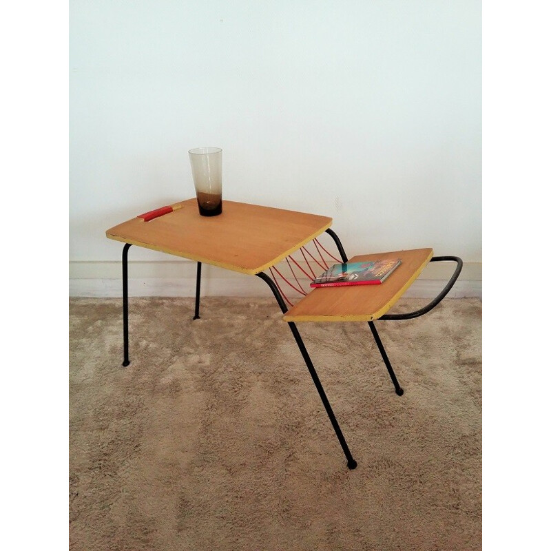 Minimalist table with magazine rack - 1950s