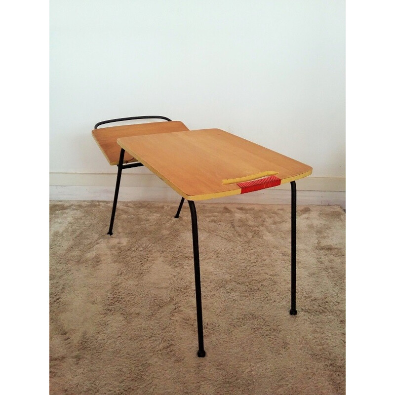 Minimalist table with magazine rack - 1950s