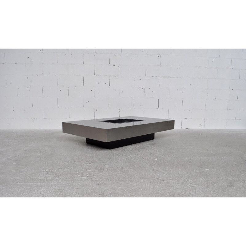 Brushed steel coffee table by Cidue - 1970s