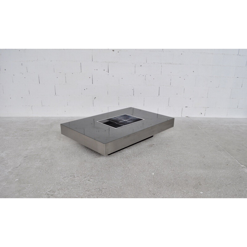 Brushed steel coffee table by Cidue - 1970s
