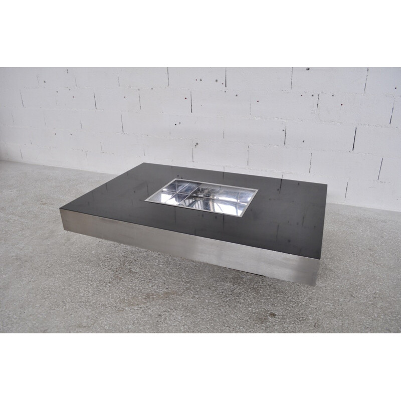 Brushed steel coffee table by Cidue - 1970s