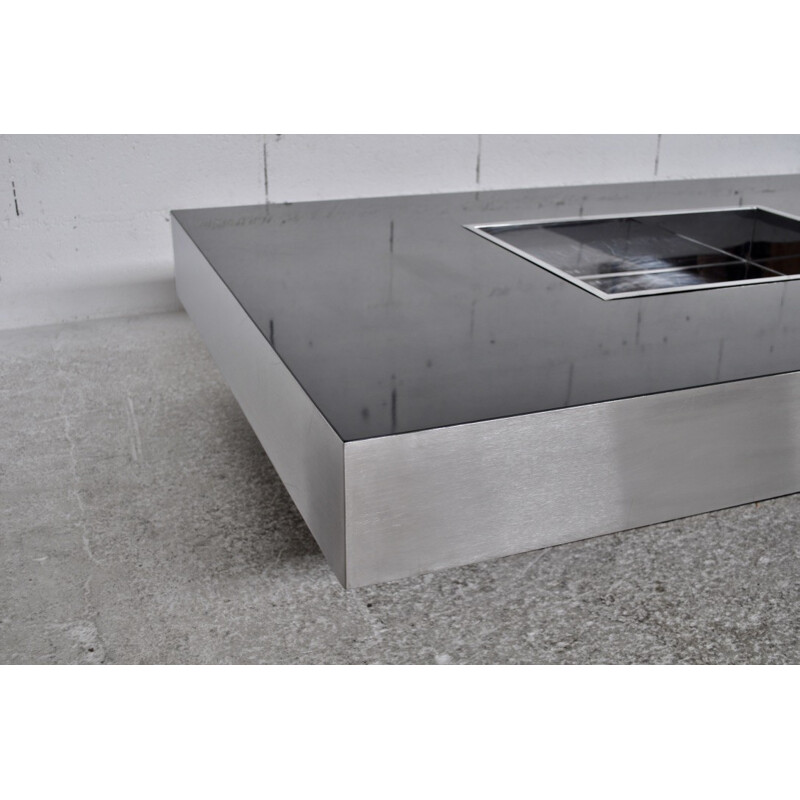 Brushed steel coffee table by Cidue - 1970s