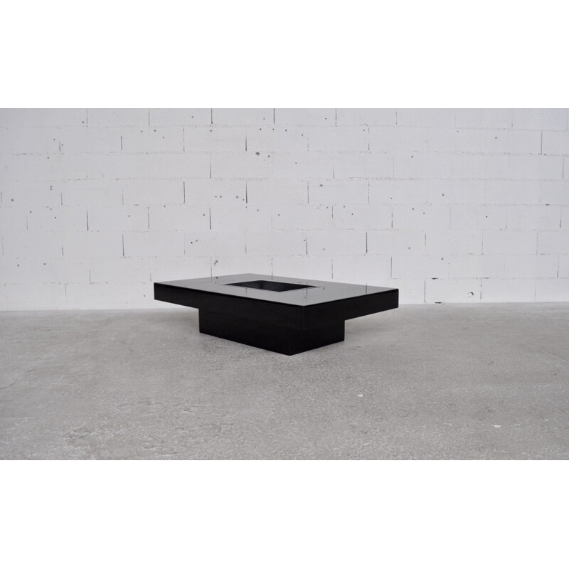 Table basse laquée noir et en acier - 1970