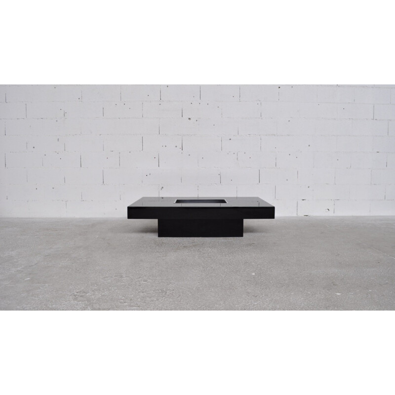 Coffee table lacquered black and steel - 1970s