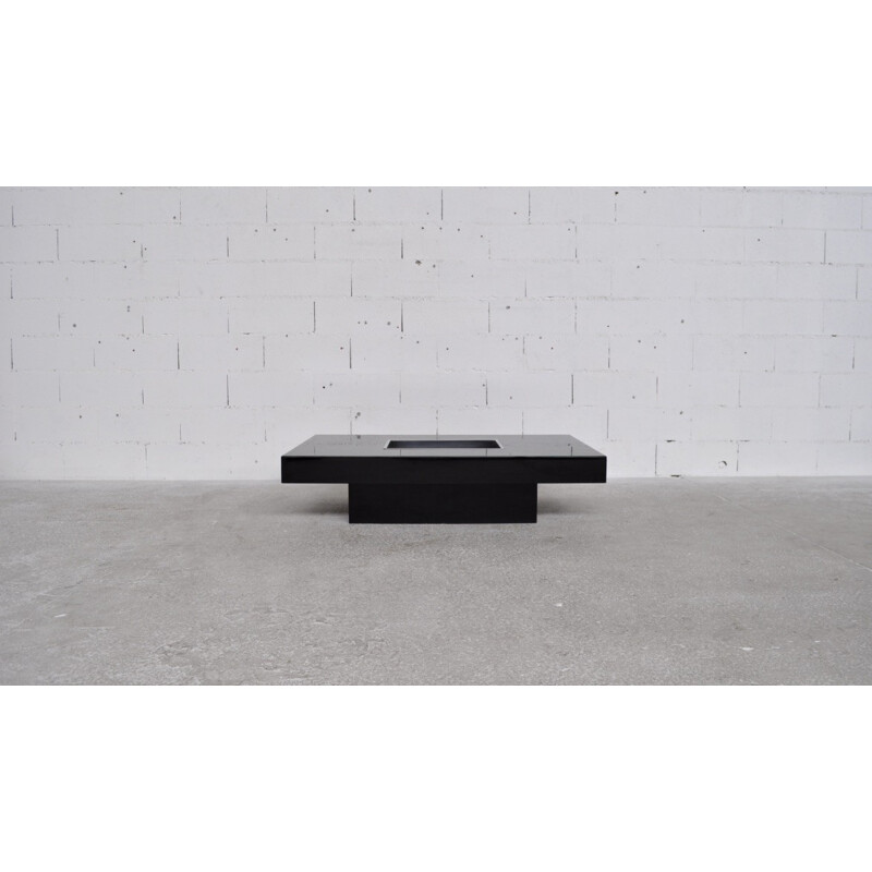 Table basse laquée noir et en acier - 1970