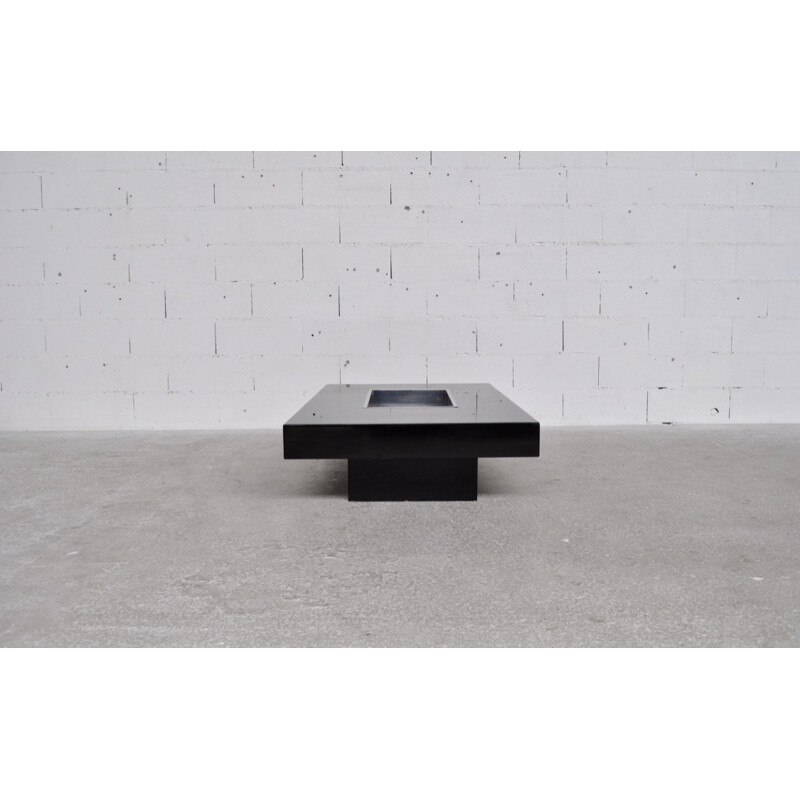 Coffee table lacquered black and steel - 1970s