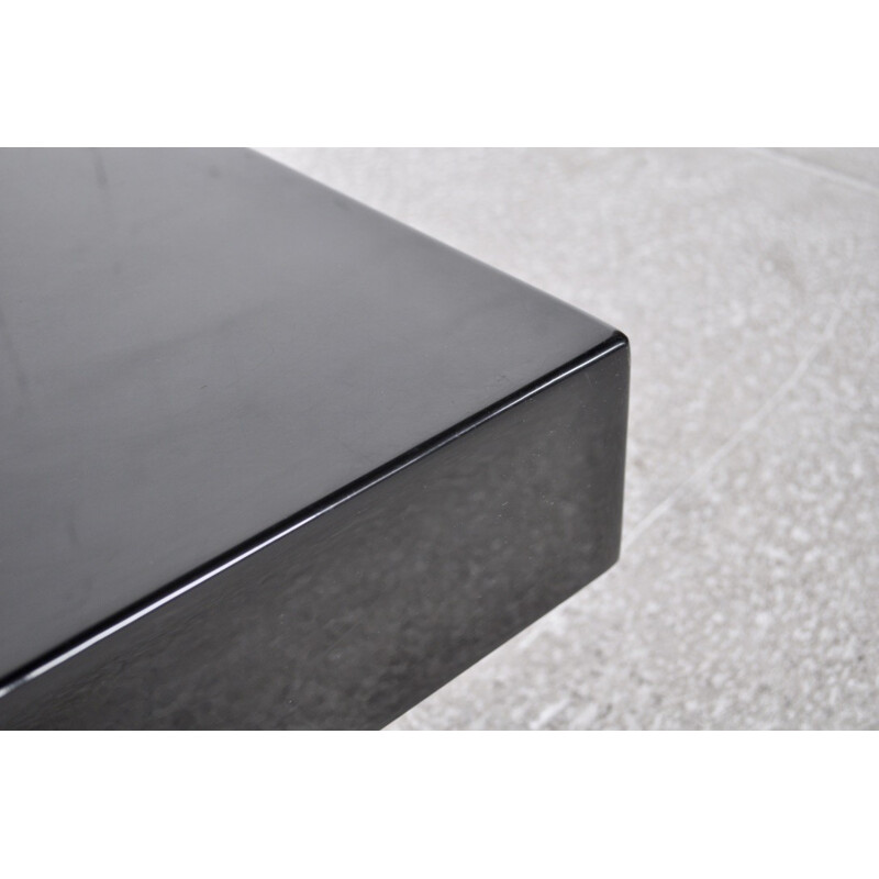 Coffee table lacquered black and steel - 1970s