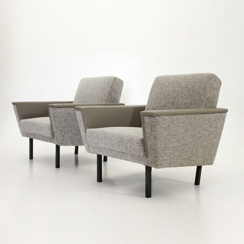 Paire de fauteuils vintage gris - 1950