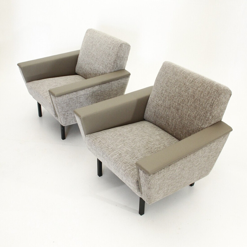 Pair of vintage grey armchairs - 1950s