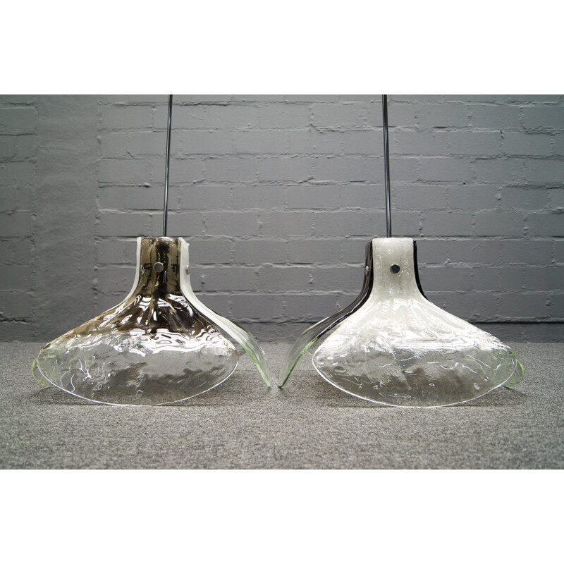 Pair of "Mazzega" hanging lamps in Murano glass by Carlo Nason for Kalmar - 1960s