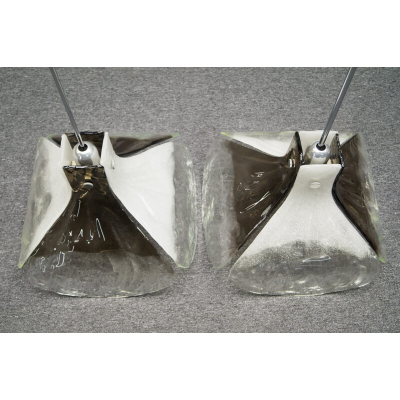 Pair of "Mazzega" hanging lamps in Murano glass by Carlo Nason for Kalmar - 1960s