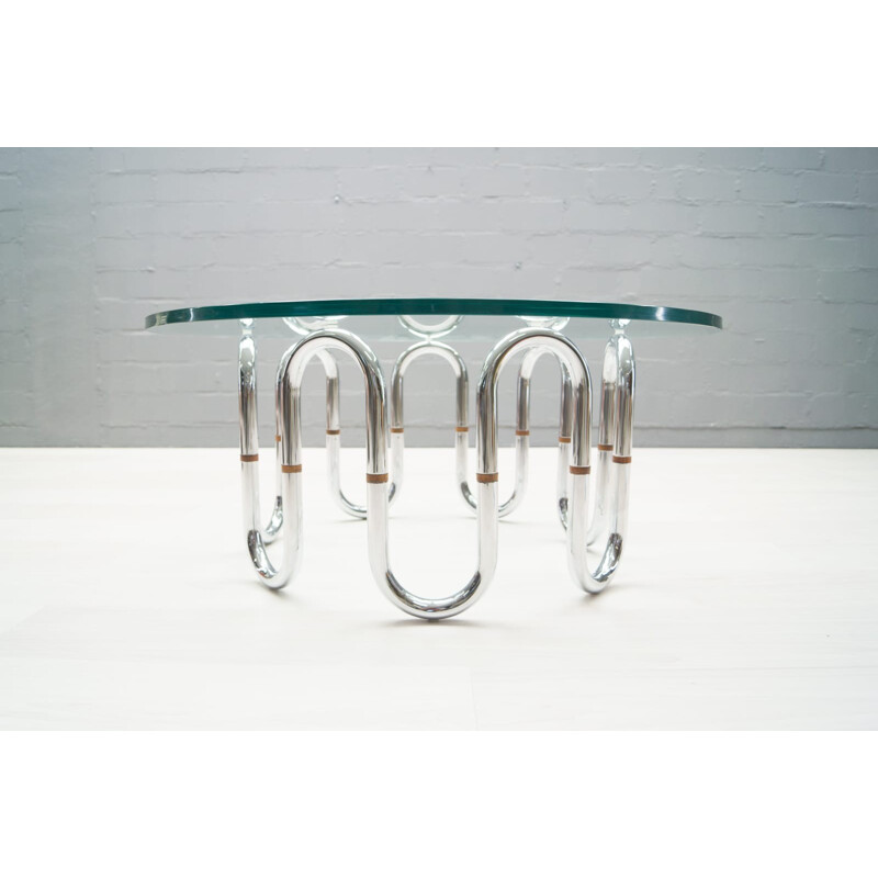 Vintage chrome-plated loop coffee table, 1970