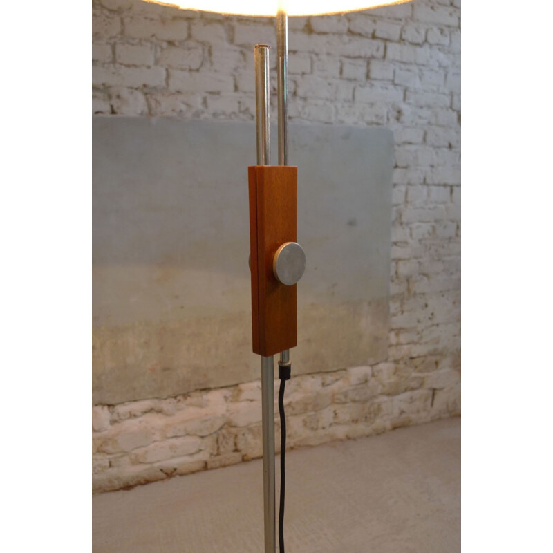 Vintage floor lamp in teak,metal and fabric - 1960s