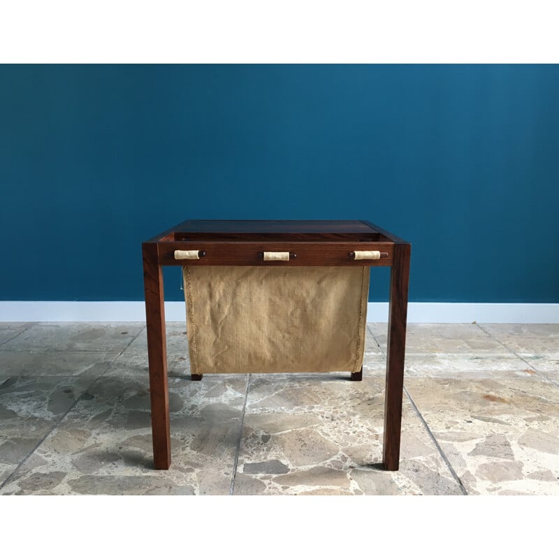 Vintage Rosewood Side Table with Magazine Rack - 1960s