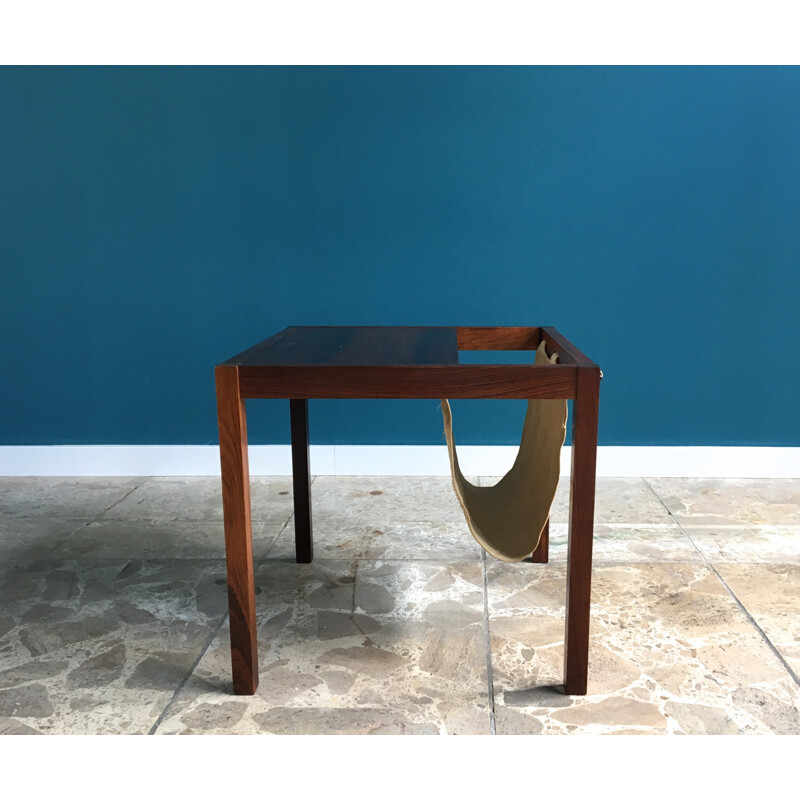 Vintage Rosewood Side Table with Magazine Rack - 1960s