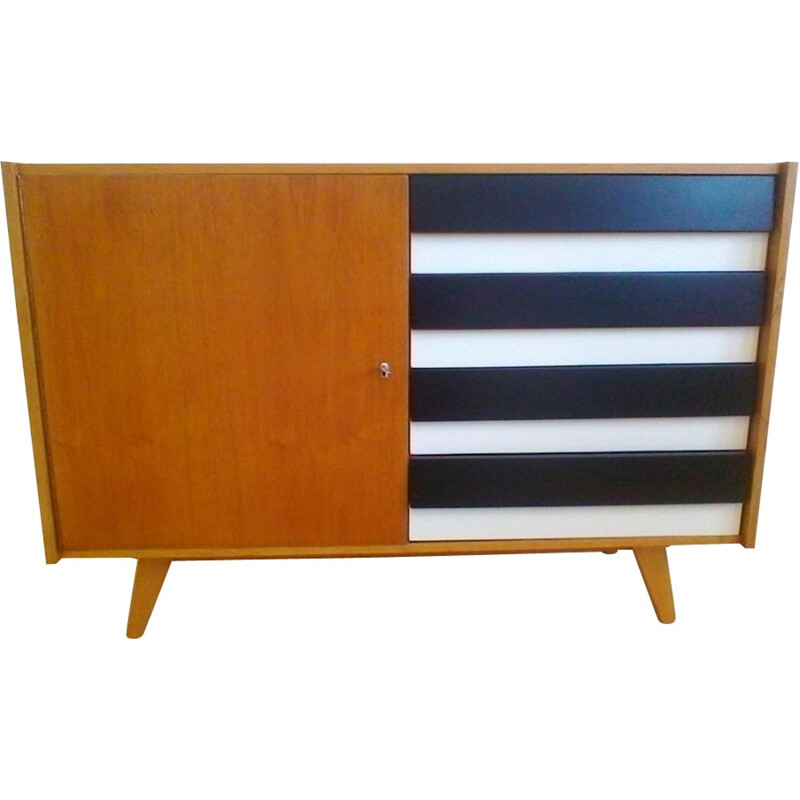 Oak sideboard with stripes by Jiroutek interier - 1960s