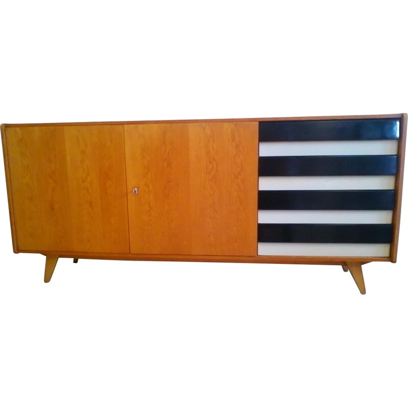 Oak sideboard with 3 compartments by Jiroutek interier in Prague - 1960s