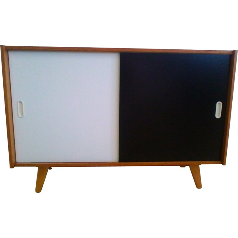 Vintage black and white oak sideboard by Jiroutek interier, 1960