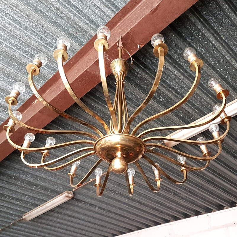 Large vintage chandelier in brass - 1940s