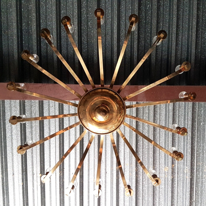 Large vintage chandelier in brass - 1940s