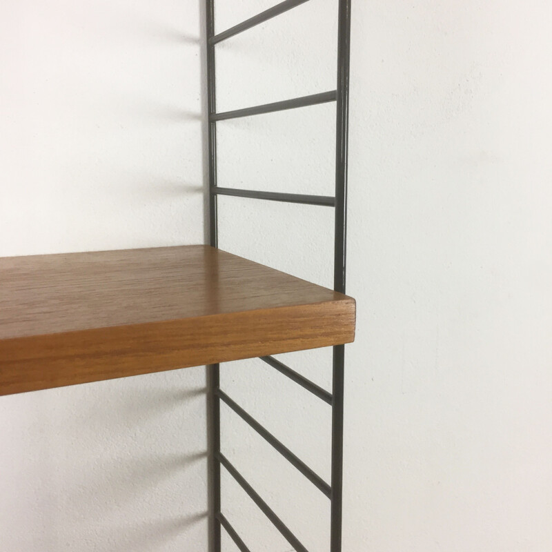 Swedish teak wall shelving unit by Nisse Strinning for String- 1960s