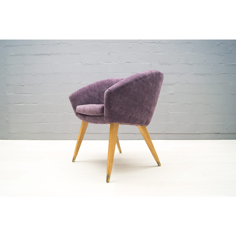 Mid-Century French Purple Cocktail armchair - 1950s