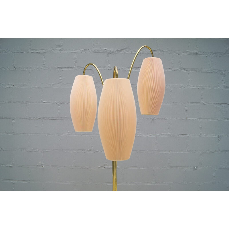 3-Arm Mid-CenturyFloor Lamp in Salmon-Pink - 1950s