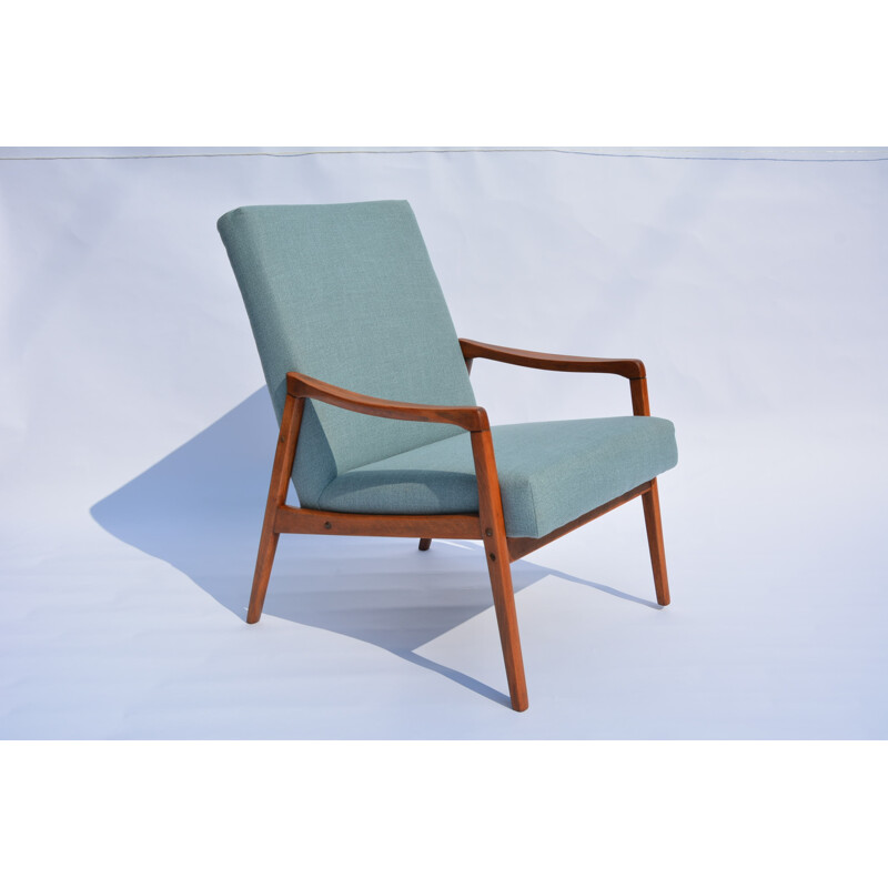 Mint green Czechoslovakian vintage armchair - 1960s