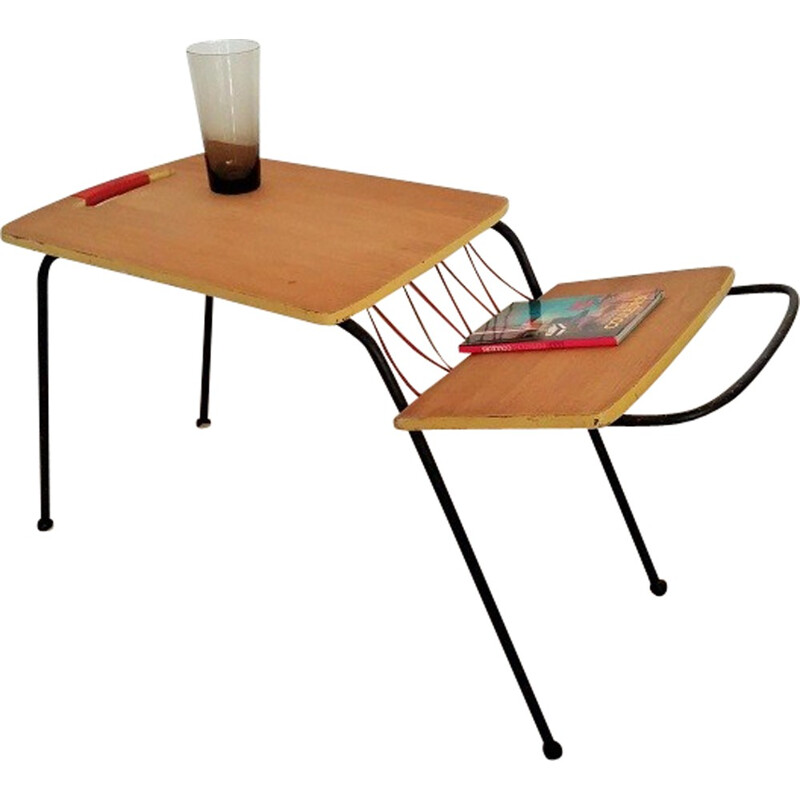 Minimalist table with magazine rack - 1950s