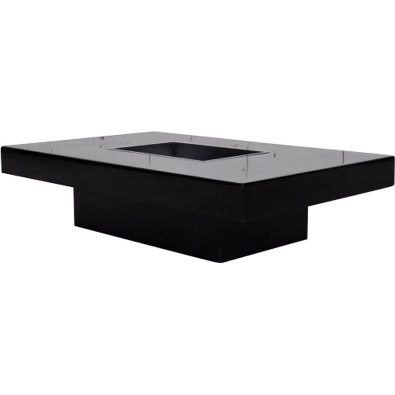 Coffee table lacquered black and steel - 1970s