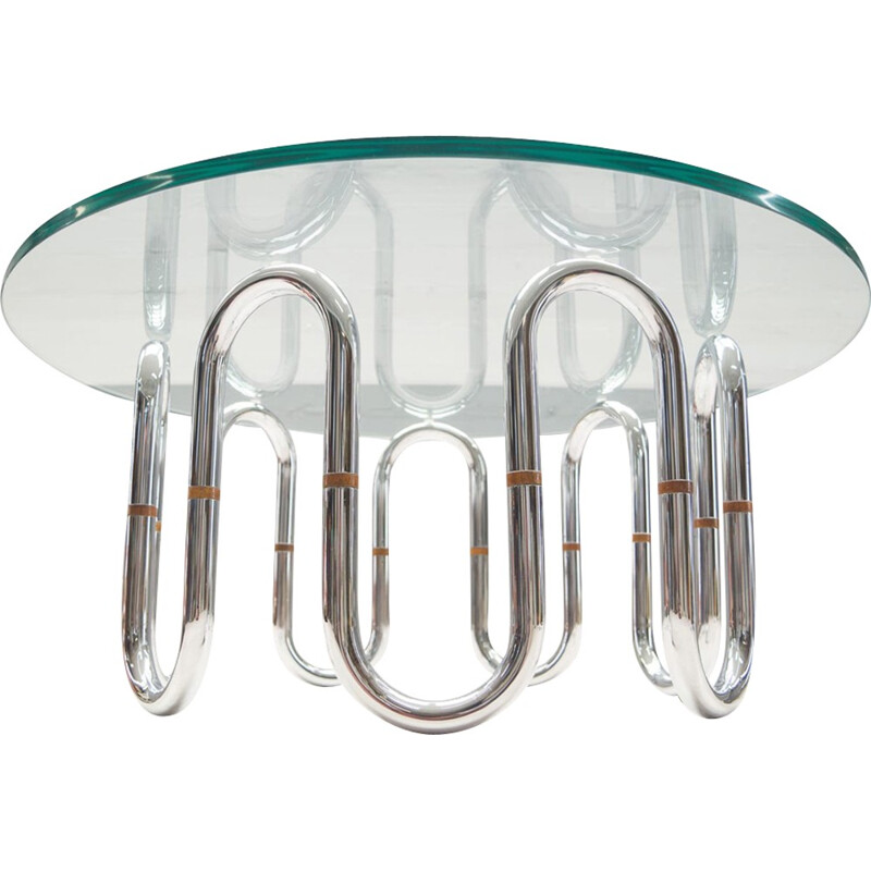 Vintage chrome-plated loop coffee table, 1970