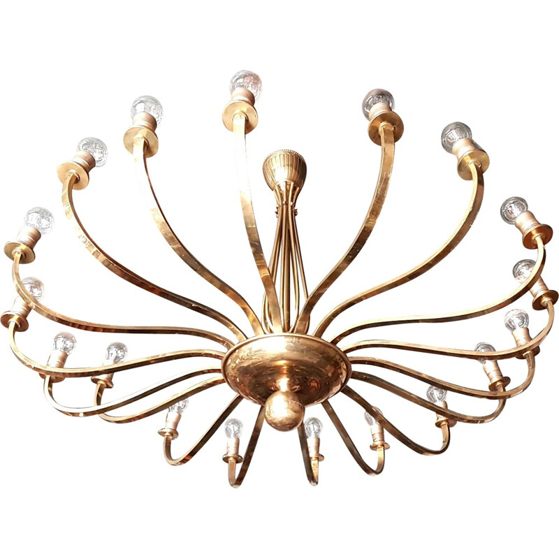 Large vintage chandelier in brass - 1940s