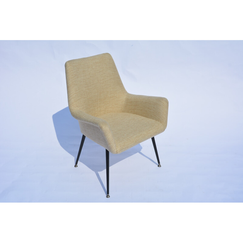 Square shell beige armchair - 19710s