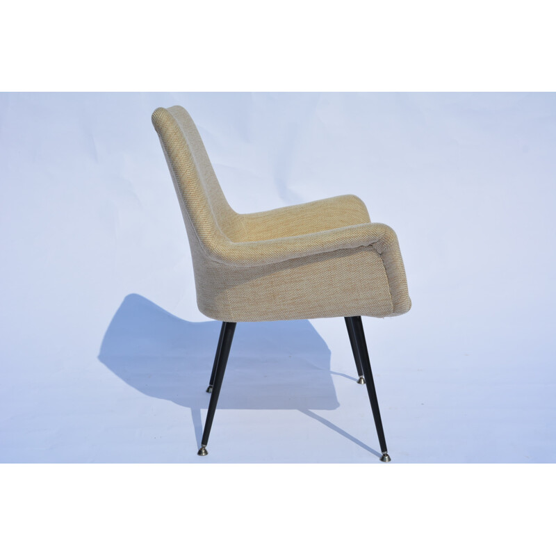 Square shell beige armchair - 19710s