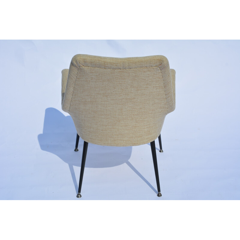 Square shell beige armchair - 19710s