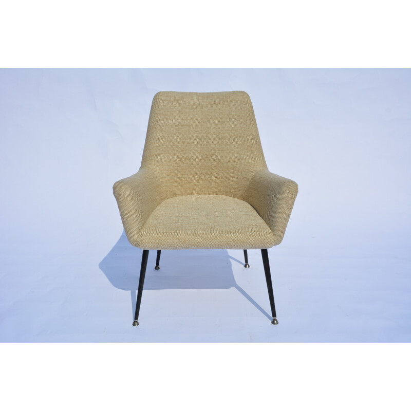 Square shell beige armchair - 19710s