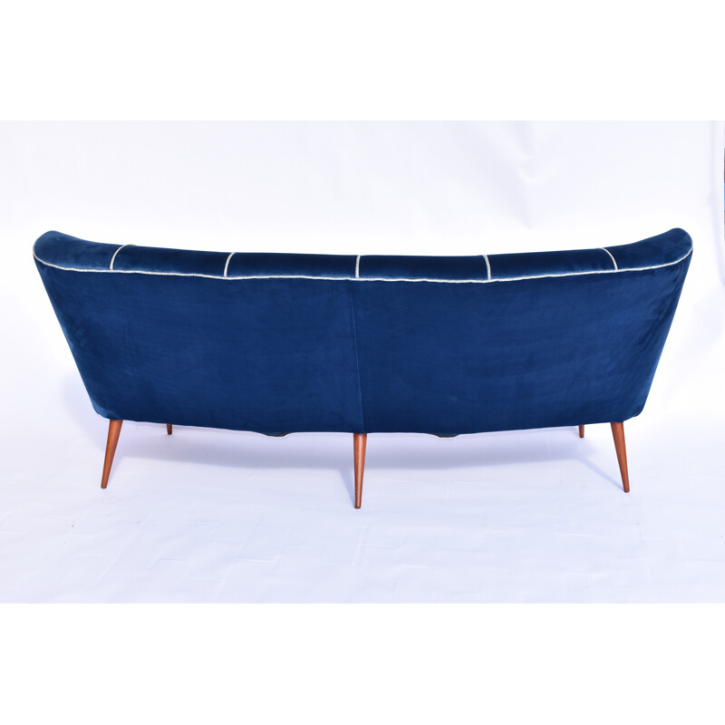 COCKTAIL blue VELVET sofa - 1950s