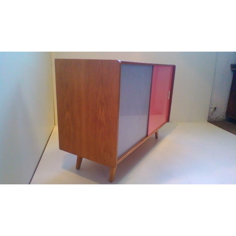 Vintage storage cabinet with sliding doors by Jiri Jiroutek for Interi Praha, 1960