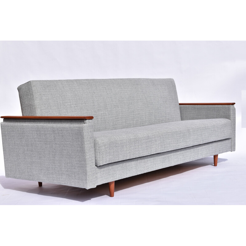 Convertible grey 3-seater sofa produced by RDA - 1970s 