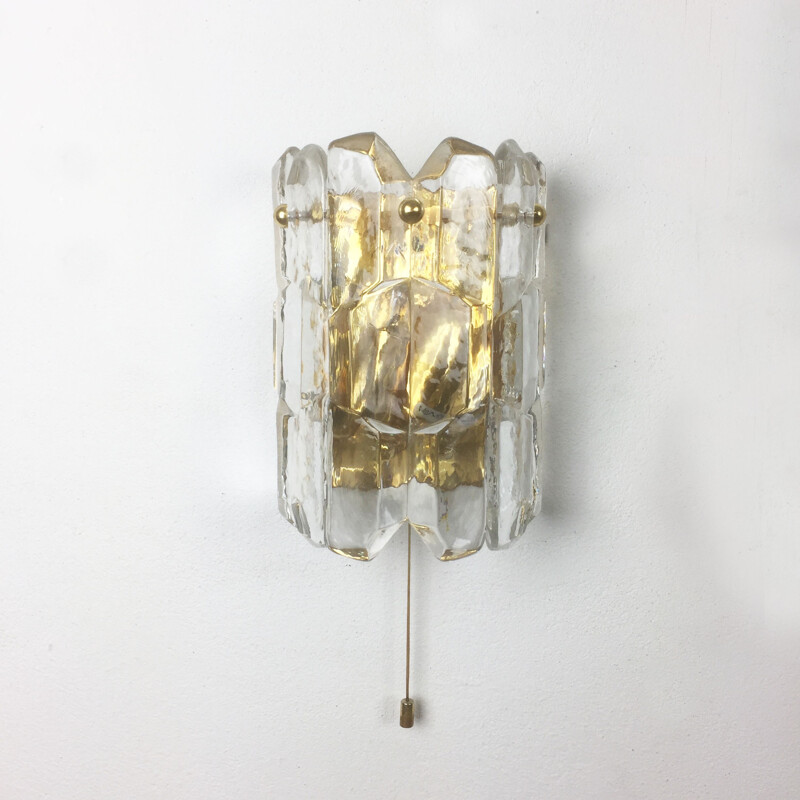 Vintage wall lamp in glass produced by Kalmar Lighting - 1970s